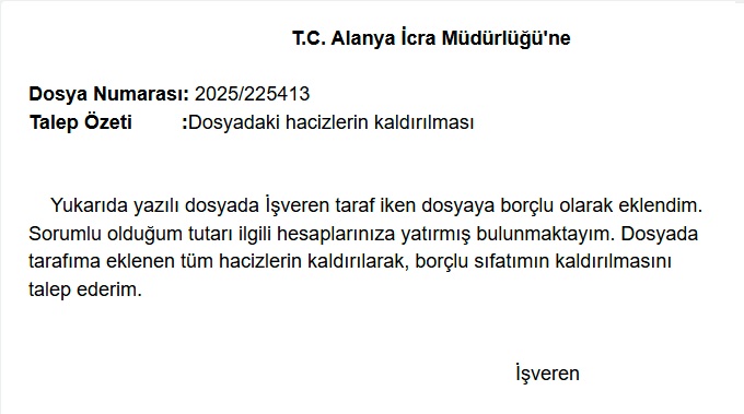 iş veren borçlu eklendim, maaş haczi